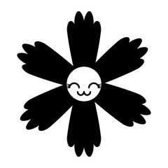 cute blue flower kawaii cartoon vector illustration