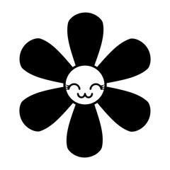 orange flower kawaii cartoon botanical icon vector illustration