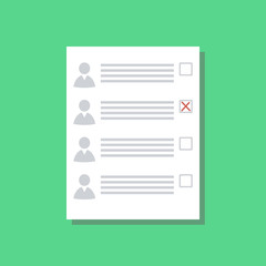 vote form with candidates list, one selected