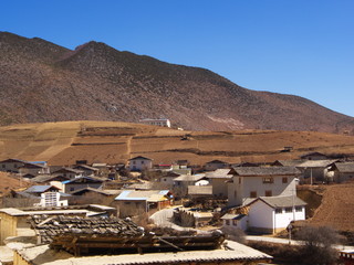 A Mountain View from Songzanlin Lama Tibetan Temple in Zhongdian or Shangli La City. Travel in Zhongdian City , Yunnan China in 2012, November 15th