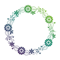 beautiful floral wreath with spring flowers leaves vector illustration