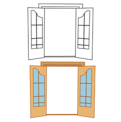 vector, isolated sketch of an open door