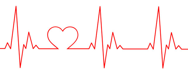 A Heartbeat graph with an integrated heart.  A cardiogram showing love by incorporating a heart in the graph. - obrazy, fototapety, plakaty