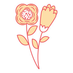 two flowers decorative spring image vector illustration