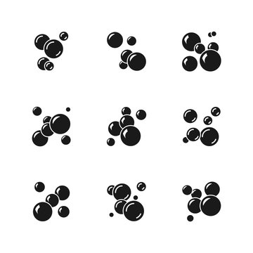 Soap bubble vector black icons isolated