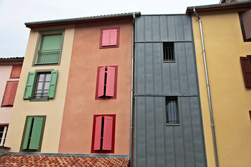 stylish and colourful renovated apartments with balconies and shutters, rural South of france