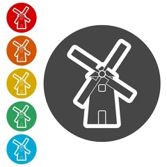 Windmill icon, Vector black silhouette 