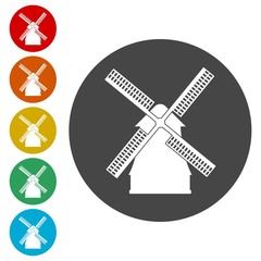 Windmill icon, Vector black silhouette 