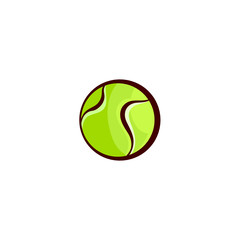 vector flat sketch tennis ball, sport equipment object for your graphic design or web design element. Isolated illustration on a white background