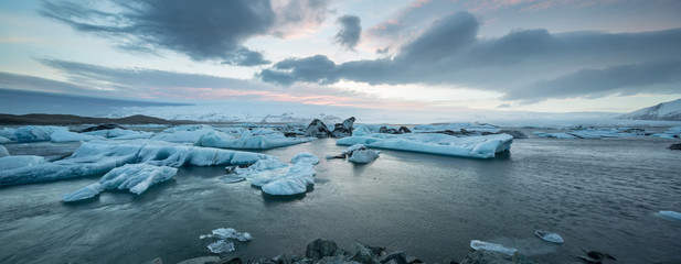 Icelandic landscape of icy sea surface