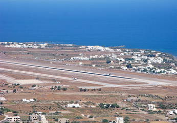 Obraz premium Greece, Santorini National Airport, aerial view