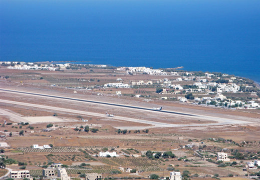Greece, Santorini National Airport, aerial view