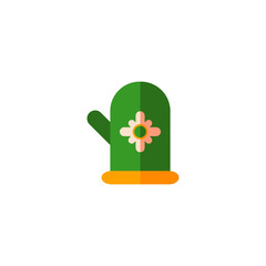 Quilted oven glove, mitten, pot holder, flat style vector illustration isolated on white background. Flat icon of protective oven mitt, mitten, potholder