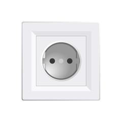 Illustration realistic electric outlet, power socket, outlet power on white background