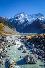Glacial lake in Hooker Valley Track, Mount Cook, New Zealand