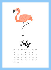 July 2018 year calendar page