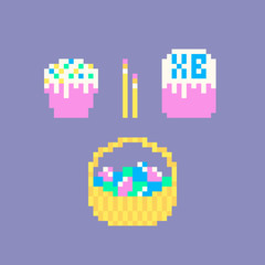 Pixel art Easter set.