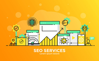 Flat Line Modern Concept Illustration - SEO Services