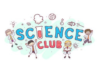 Stickman Kids Science Club Illustration