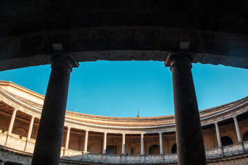Old round building with columns.Arabian palace