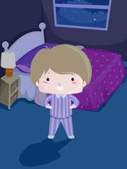 Kid Boy Not Afraid Dark Illustration