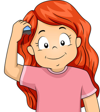 Kid Girl Comb Hair Illustration Stock Vector | Adobe Stock
