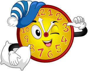 Clock Mascot Afternoon Nap Time Illustration