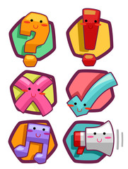 Cute Symbols Mascot Icons Illustration
