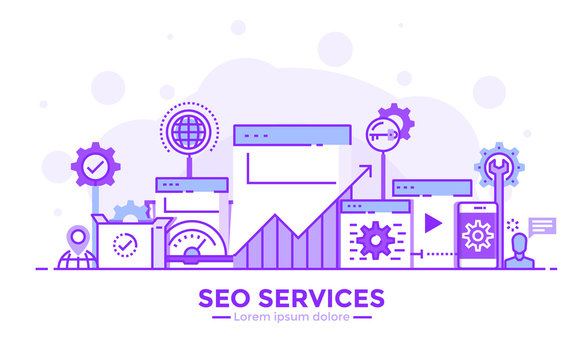 Flat Line Modern Concept Illustration - SEO Services