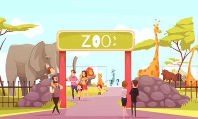 Wandaufkleber Zoo Entrance Gate Cartoon Illustration  © Macrovector