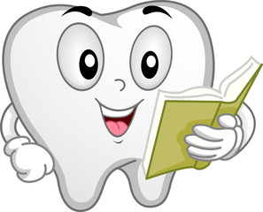 Tooth Mascot Reading Illustration