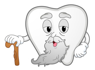 Tooth Mascot Old Cane Illustration