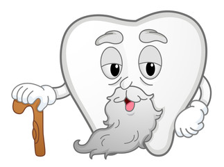 Tooth Mascot Old Cane Illustration