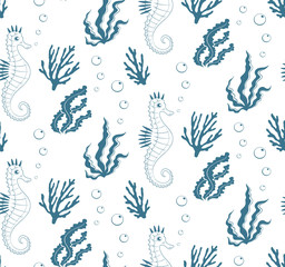 Seamless underwater pattern. Vector illustration.