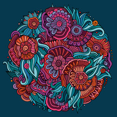 Abstract decorative floral ethnic doodles composition