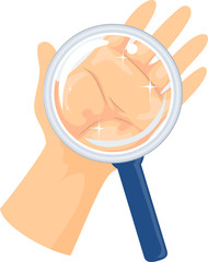 Hand Magnifying Glass Clean Illustration