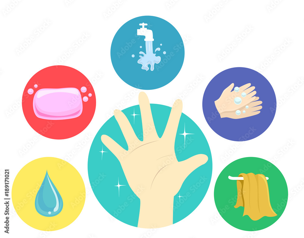 Poster Hand Washing Steps Illustration