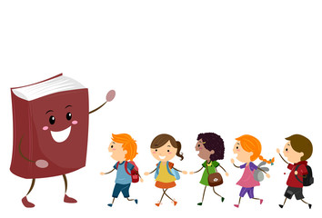 Fototapeta premium Mascot Book Stickman Kids Students Illustration