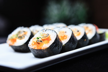 Seashell roll served on a plate