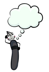 Mascot Dip Pen Think Cloud Illustration