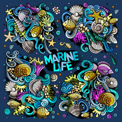 Obraz premium Wektor zestaw kombinacji Sealife obiektów i elementów