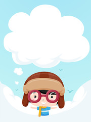 Kid Boy Aviator Thinking Cloud Background Illustration