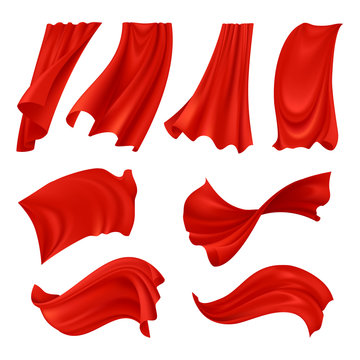 Realistic Billowing Red Cloth 