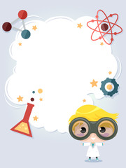 Kid Boy Science Club Frame Background Illustration