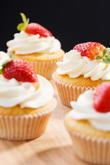strawberry capcake in a cardboard box