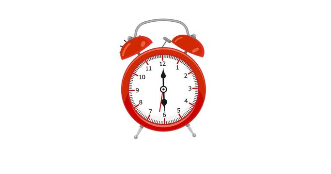 Animation of Vintage Alarm clock ringing. animation with optional luma matte. Alpha Luma Matte included. 4k video