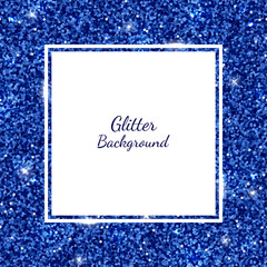 Square frame with navy blue glitter. Vector