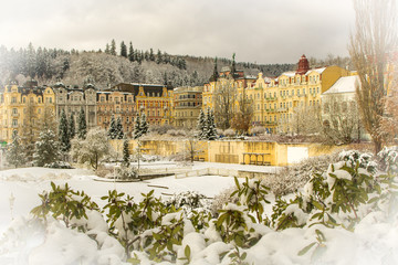 Beautiful view to winter park and small spa town marianske lazne (Marienbad) Czech Republic.