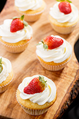 strawberry capcake in a cardboard box