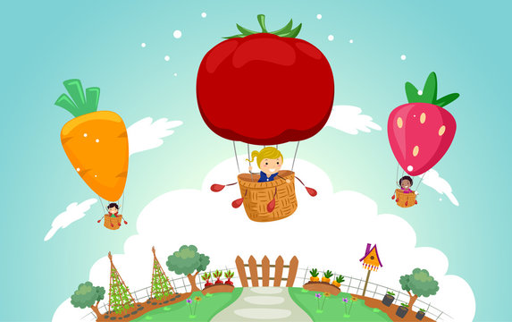 Stickman Kids Veggie Garden Air Balloon